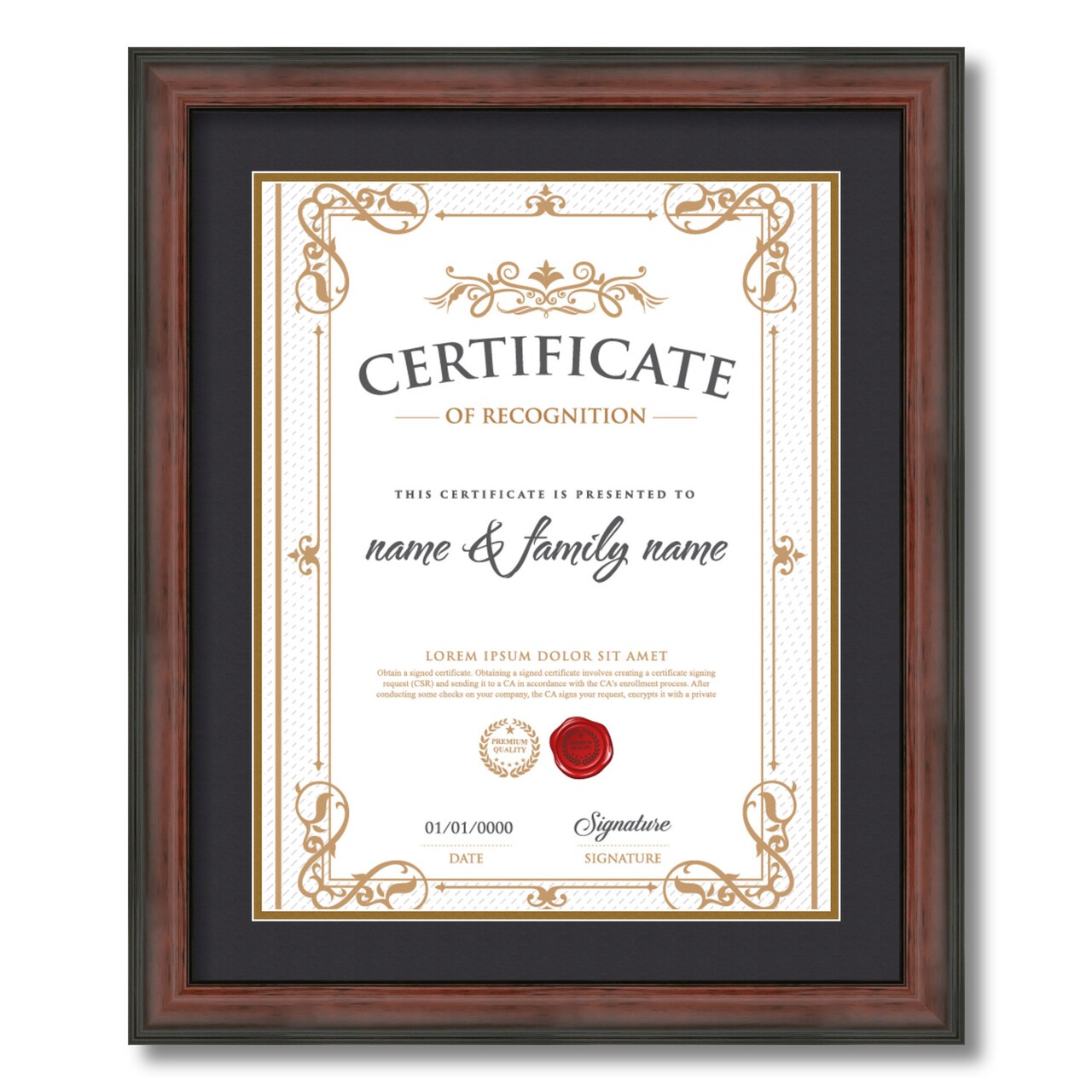 ArtToFrames 18x14 inch Diploma Frame - Framed with Black and Gold Mats, Comes with Regular Acrylic and Sawtooth Hanger for Wall Hanging (D-18x14)